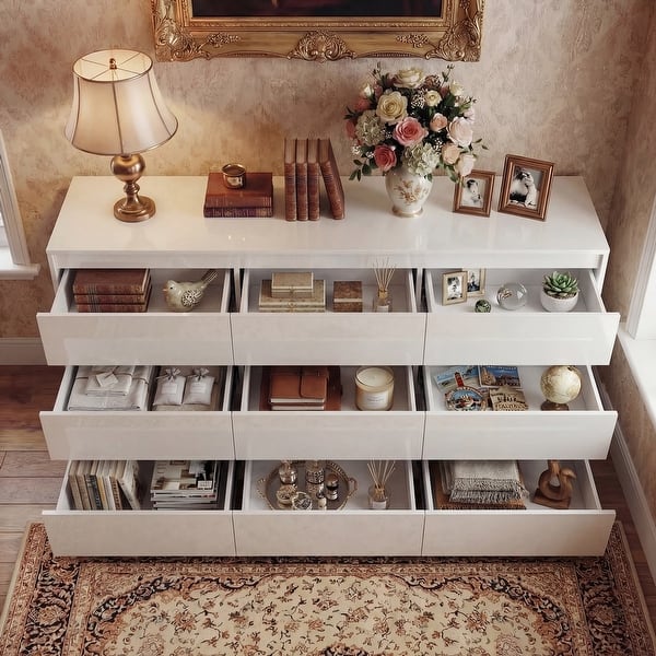 white high gloss dresser J&M Furniture - Alice Clean lines and a rectangular shape provide an unobscured Ines 6-Drawer Bedroom Dresser Cabinet