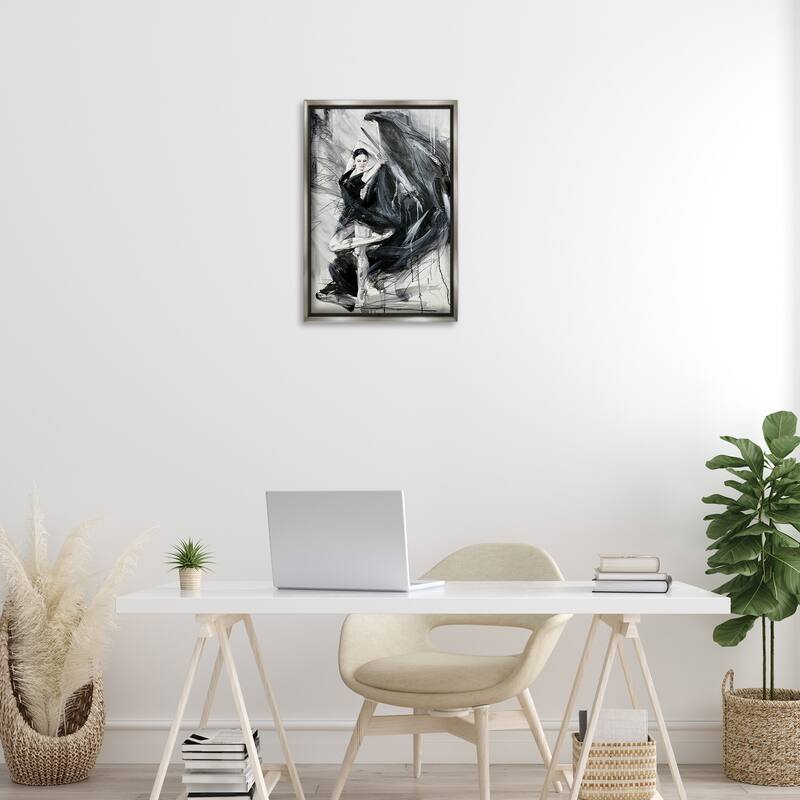 Stupell Elegant Dancer Abstract Framed Floater Canvas Wall Art Design By Lucille Lee