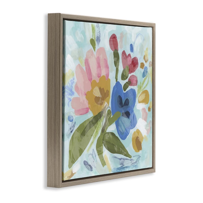 Stupell Stylish Pop Flowers Framed Floater Canvas Wall Art Design By June Erica Vess