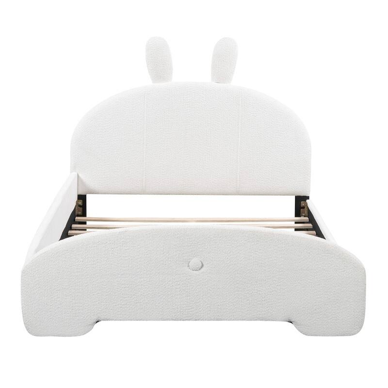 Full Size Upholstered Platform Bed with Bunny Ears Headboard, Platform ...