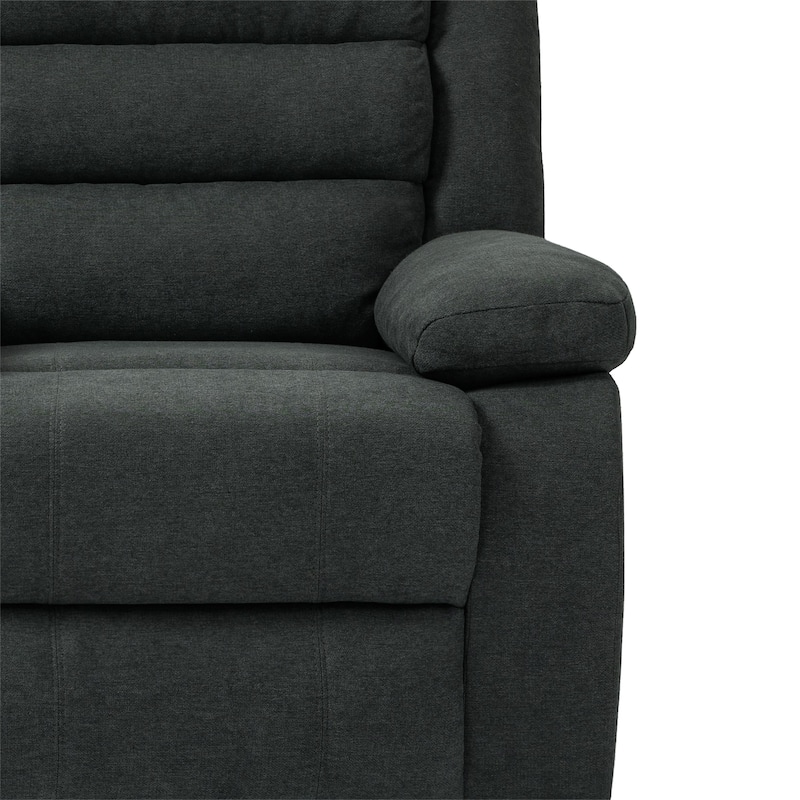 Overstuffed Cotton Corduroy Manual Pushback Recliner with Wide Armrest