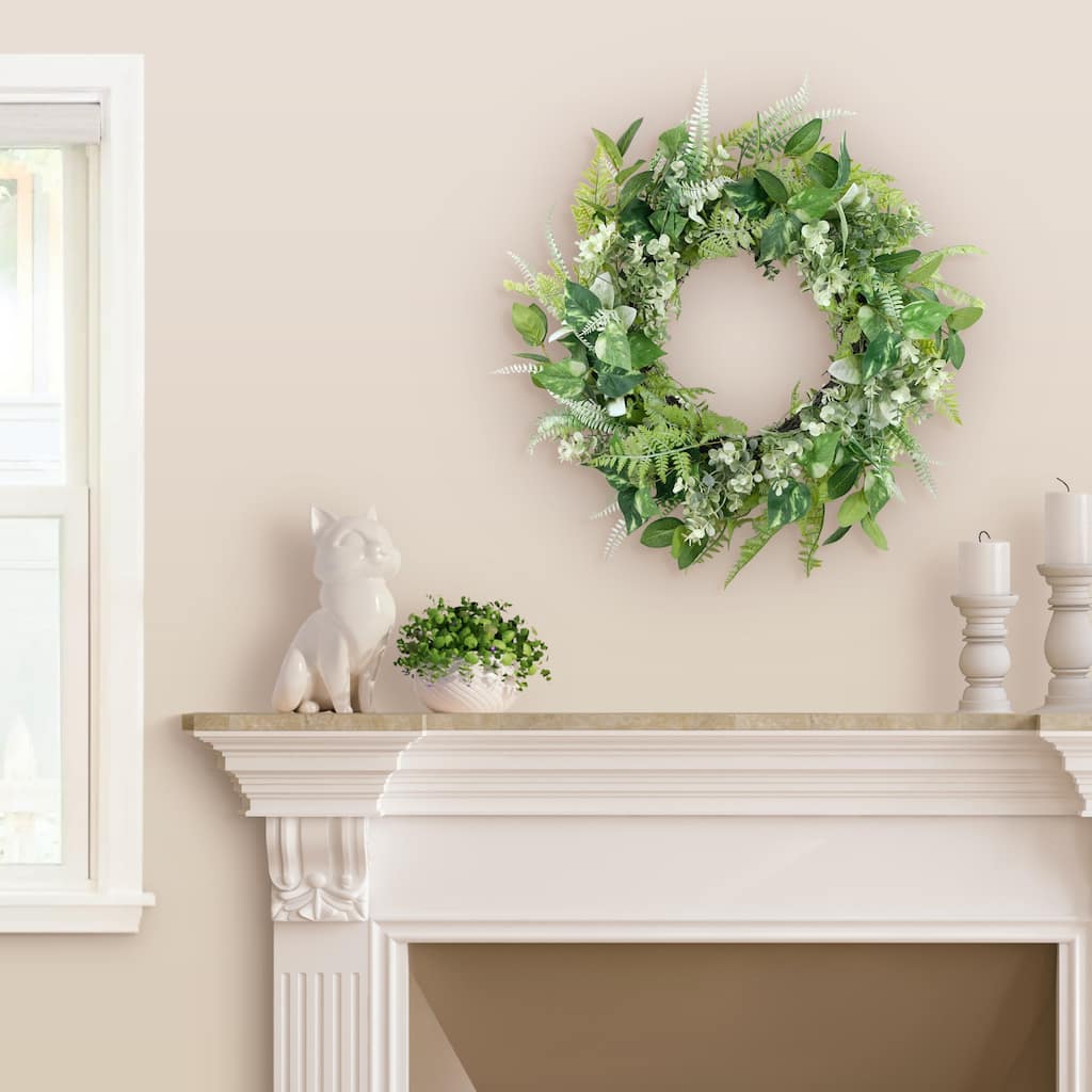 Eucalyptus Artificial Spring Floral Wreath - 26" - Green