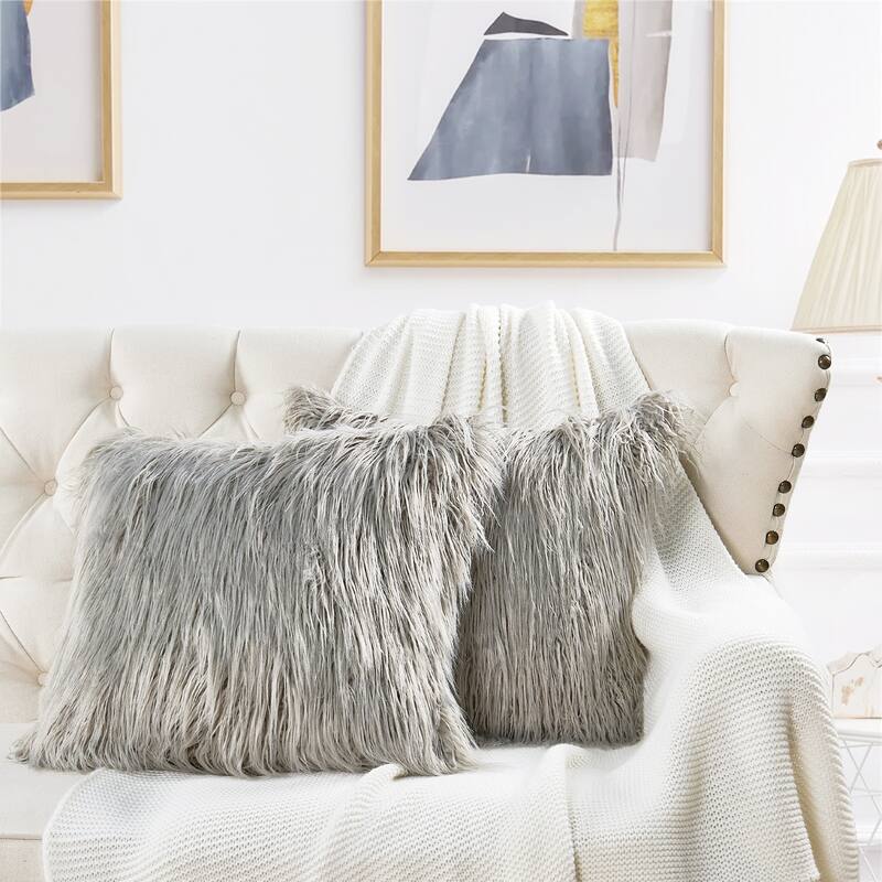 Karenne FauxFur Throw Pillow Covers (Set of 2), NO INSERT