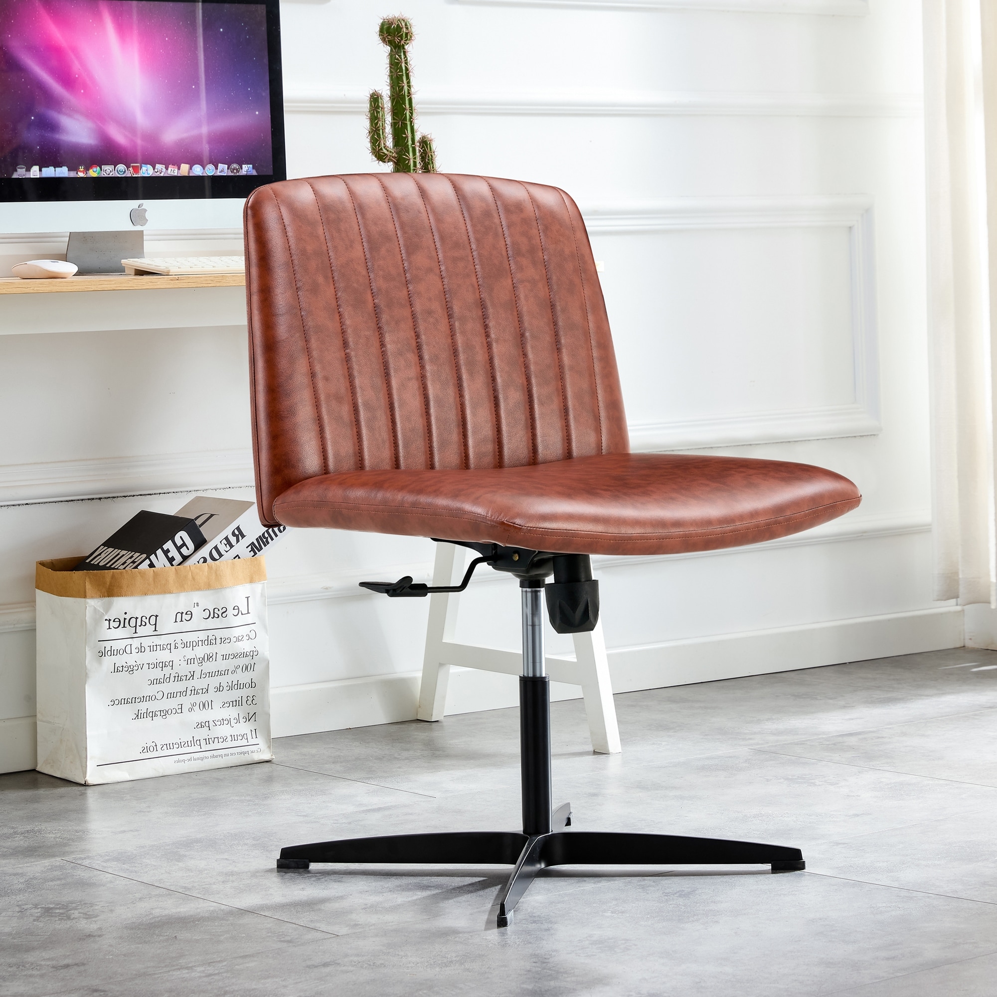 Armless Desk Tan Desk Chair No Wheels Modern Armless Home Computer