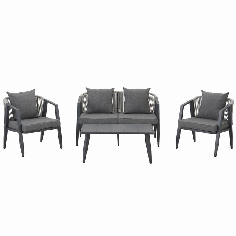 4-Piece Outdoor Seating Groups with Removable Cushions for Patios Lawns and Poolsides