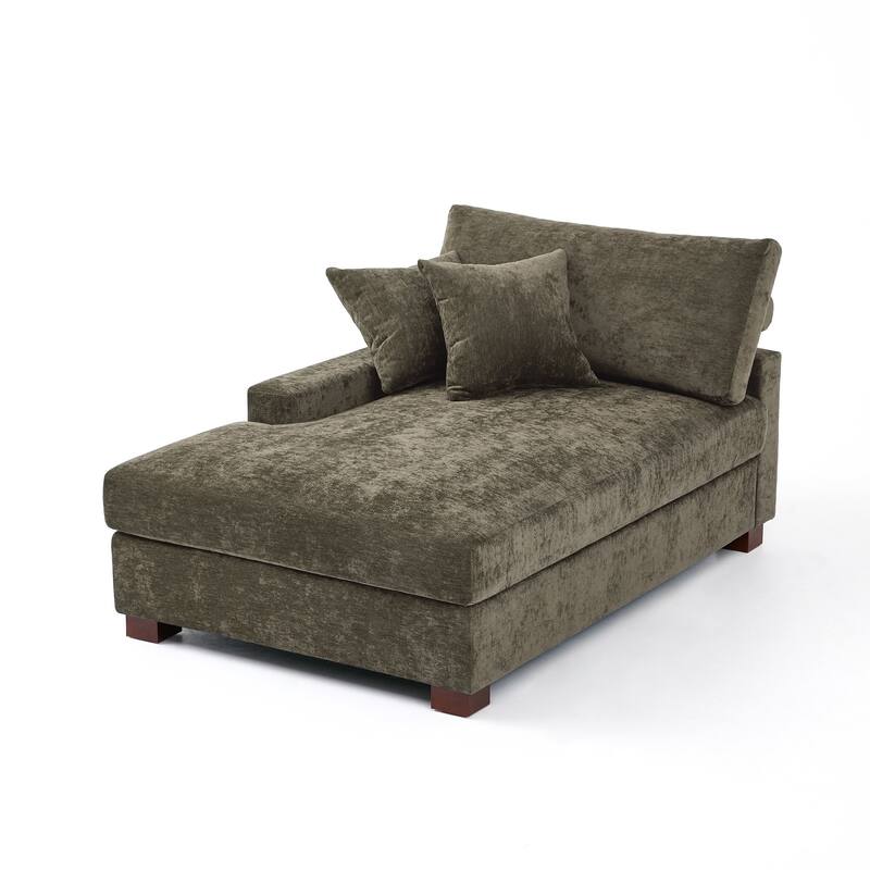 40.8"W Modern Chenille Upholstered Chaise Lounge with Pillow