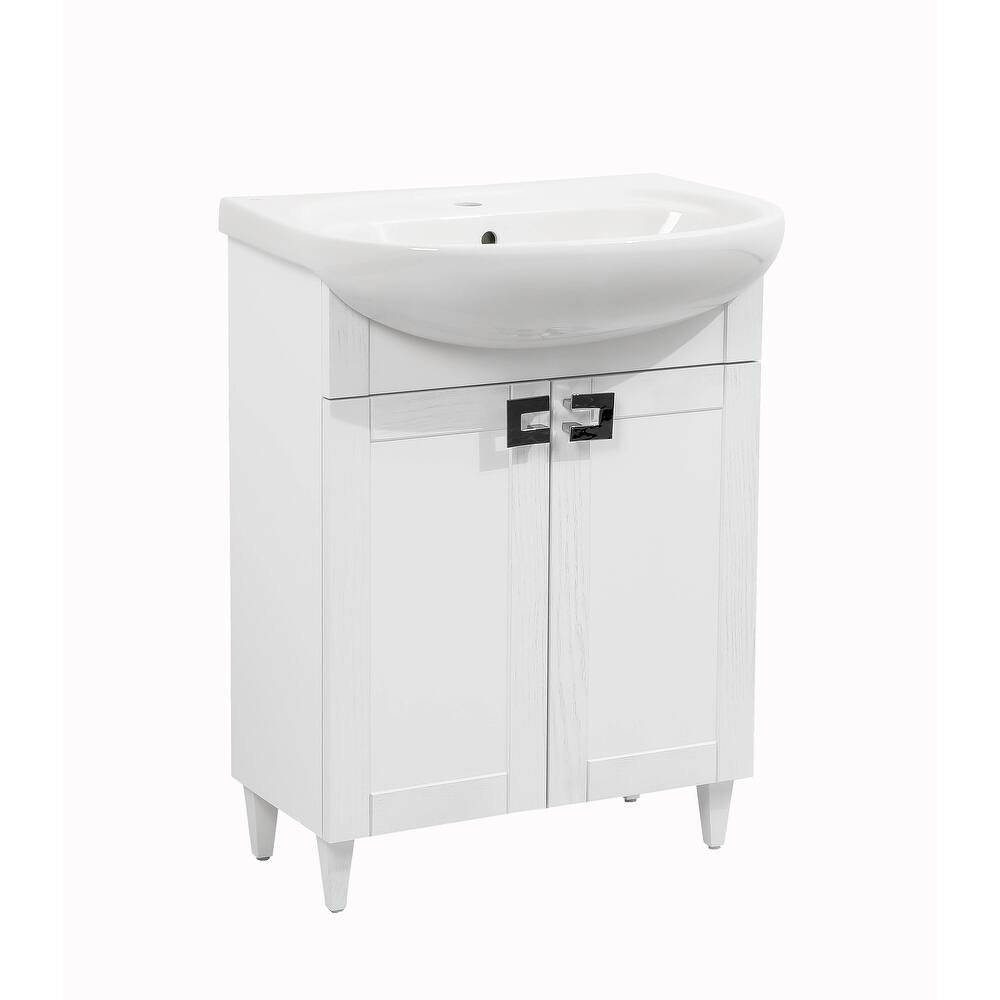 Modern Free standing Bathroom Vanity with Washbasin Woodmix White Matte Non-Toxic MDF-26"-Olimpia Grey Matte 26"