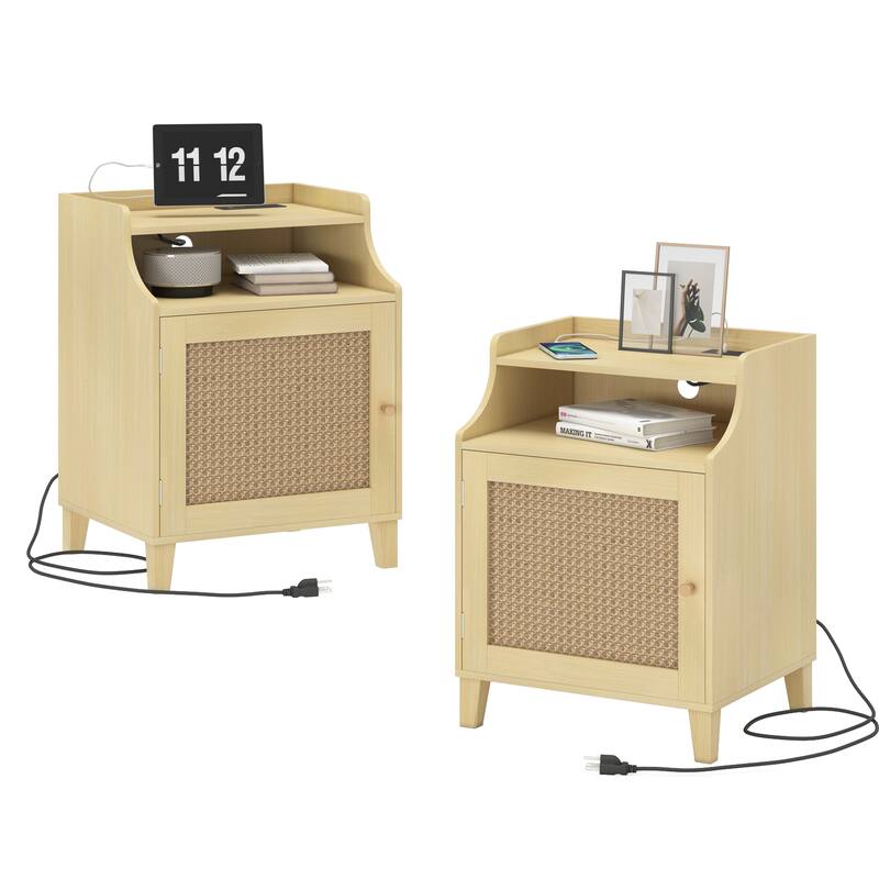2-Pack Farmhouse Charging Nightstands