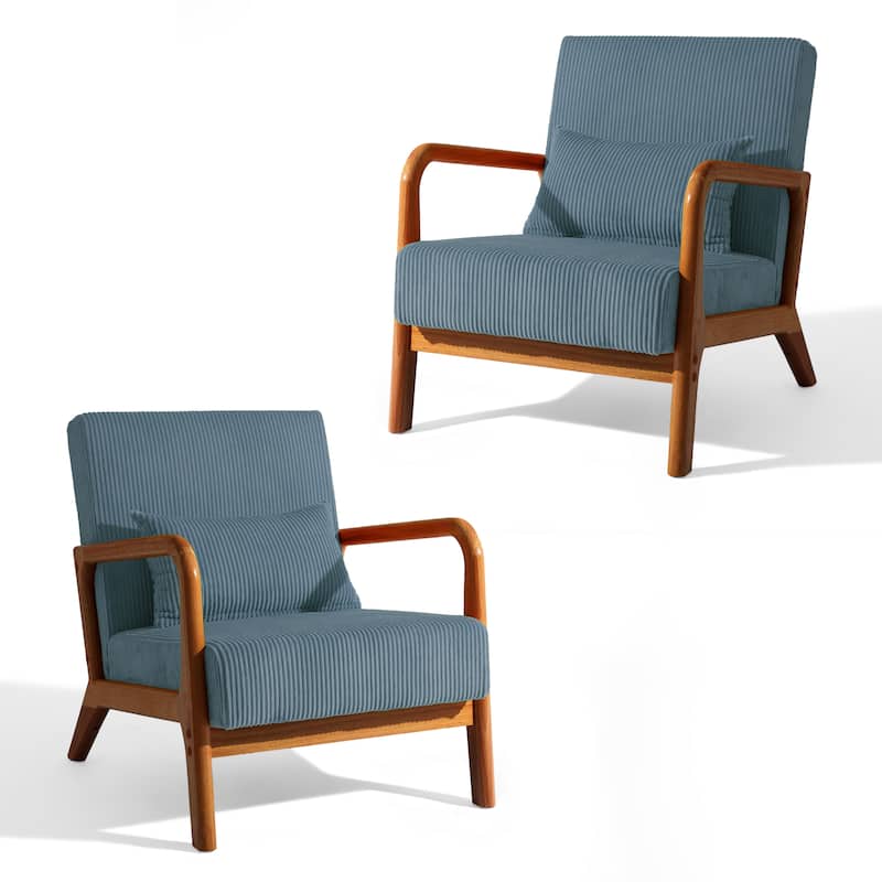 Set of 2 Mid-Century Upholstered Accent Chair with Cushion