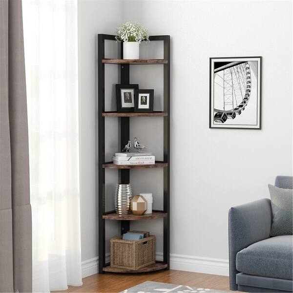 5 Tier Corner Shelf Corner Storage Rack Plant Stand Small Bookshelf Overstock 29157717 Black Espresso