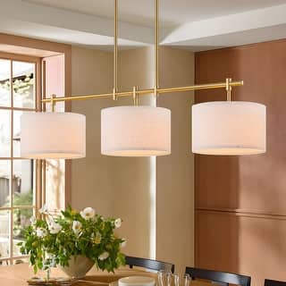 Starsky 3-Light Modern Linear Drum Fabric Kitchen Island Lights
