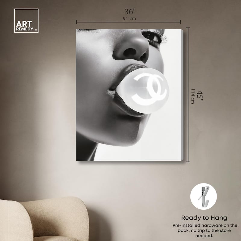 Bubble Gum Pop Monochrome Canvas by Art Remedy, Gallery Wrapped