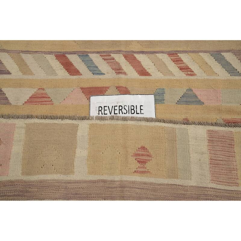 Hand Woven Oriental 100% Wool Carpet Southwestern Tribal Multi-Colored Kilim Area Rug - 9' 8'' X 6' 7''