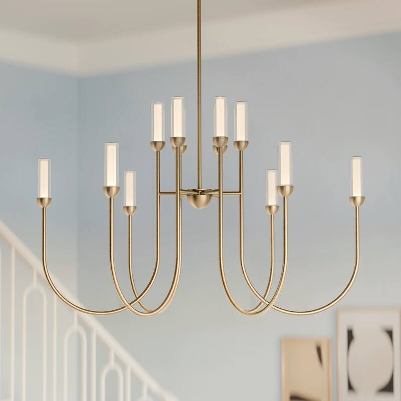 Moraine 40 Inch LED 12 Light 2-Tier Chandelier in Champagne Bronze