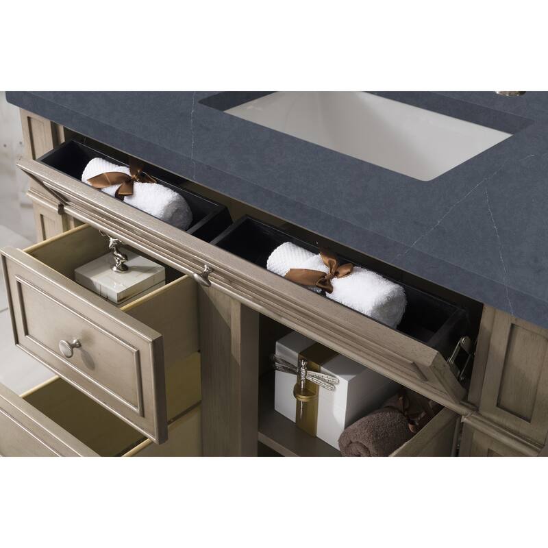 James Martin Vanities Bristol 36" Single Vanity, Whitewashed Walnut - Charcoal Soapstone Quartz