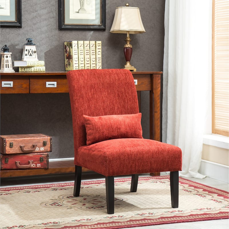 Red 31.75" High Back Polyester Accent Chair - Red
