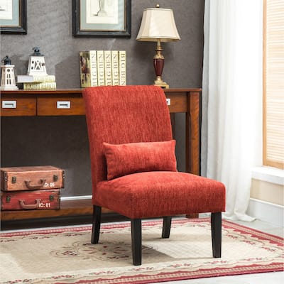 Red 31.75" High Back Polyester Accent Chair