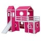 preview thumbnail 12 of 27, Playhouse Twin Size Loft Bed with Slide Pink Tent and Tower for Kids