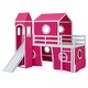 preview thumbnail 12 of 27, Playhouse Twin Size Loft Bed with Slide Pink Tent and Tower