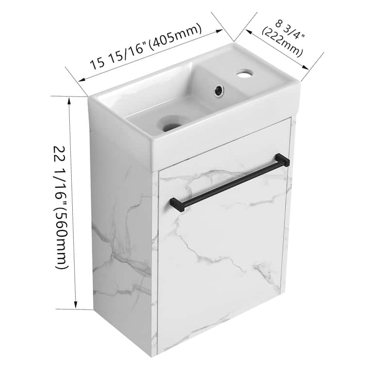 BNK 16/18 Inch Single Sink Bathroom Vanity with Soft Close Door