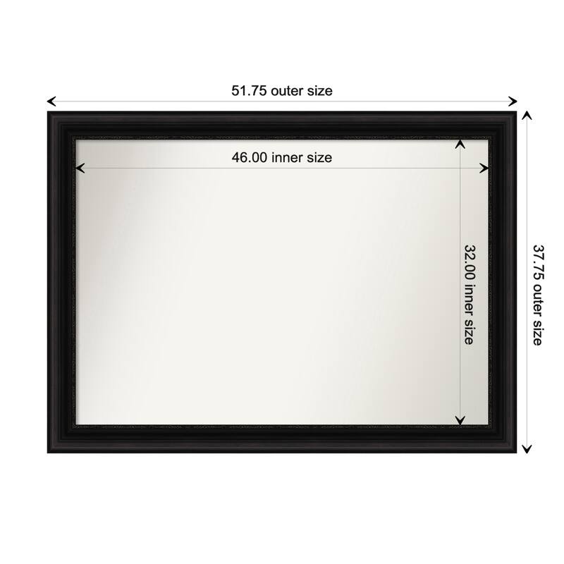 Parlor Black Framed Non-Beveled Custom Wall Mirror, Bathroom Vanity Mirror - Outer Size: 51.75 x 37.75