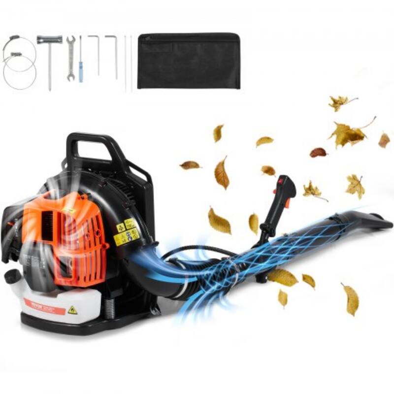 Orange Backpack Leaf Blower with Fuel Tank and Adjustable Padded Shoulder Straps - 0.23