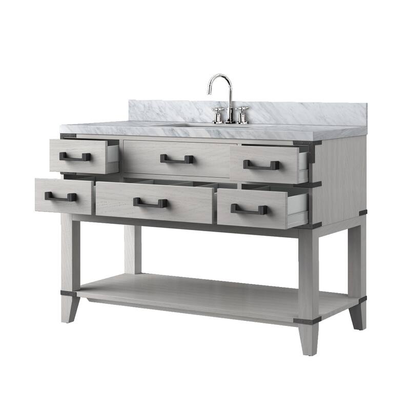 Norwalk Bath Vanity Carrara Marble Top, Sink and Faucet