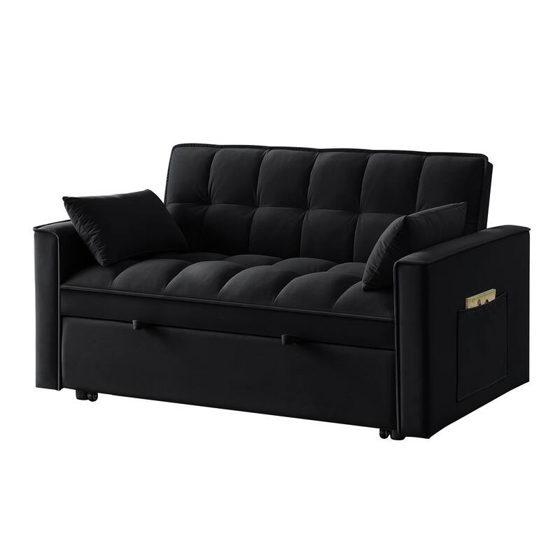 Multi-Function Loveseat Sofa Bed with Pull-Out Mechanism & Built-In Armrest Storage