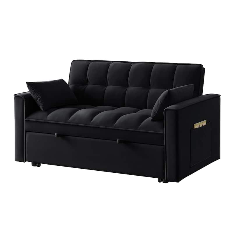 Velvet 4-in-1 Pull-Out Loveseat Sofa Bed