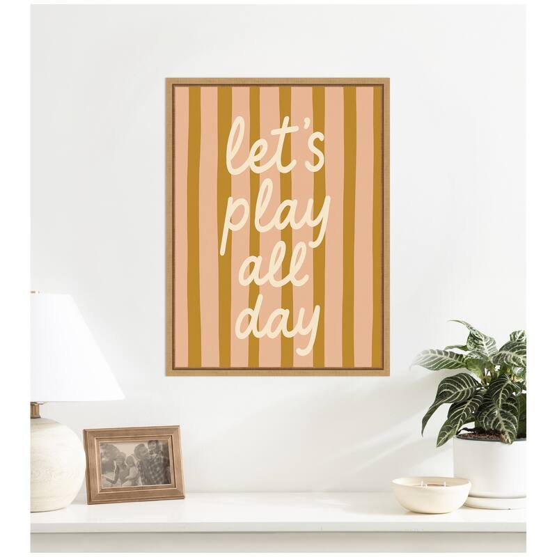 Kate and Laurel Lets Play All Day by Laura Moss Framed Canvas Wall Art Print