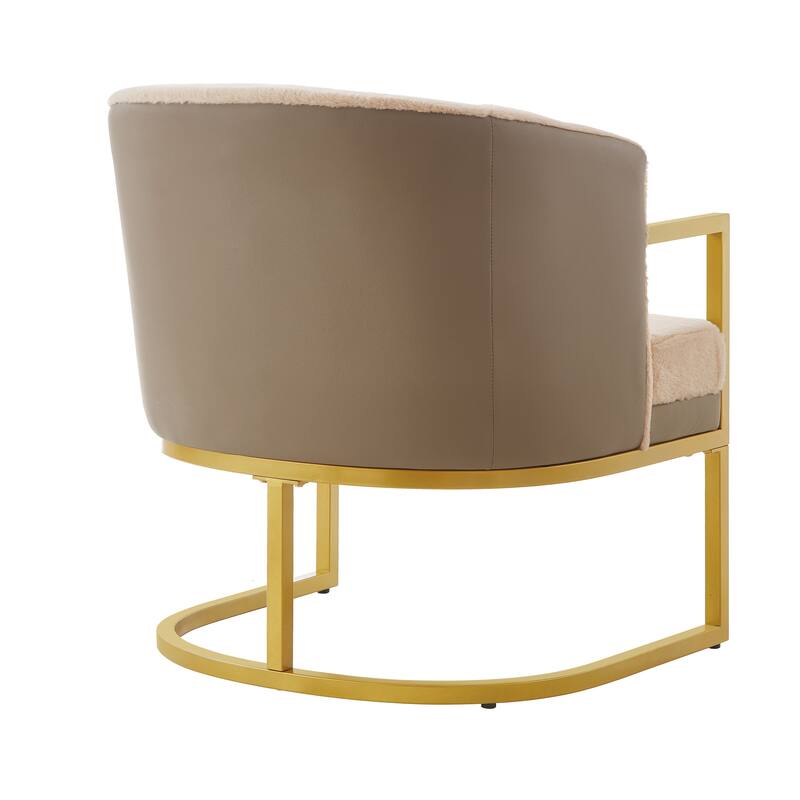 Modern Accent Chair Cozy Armchair Upholstered Reading Chair with Gold Metal Frame Living Room, Bedroom, or Office
