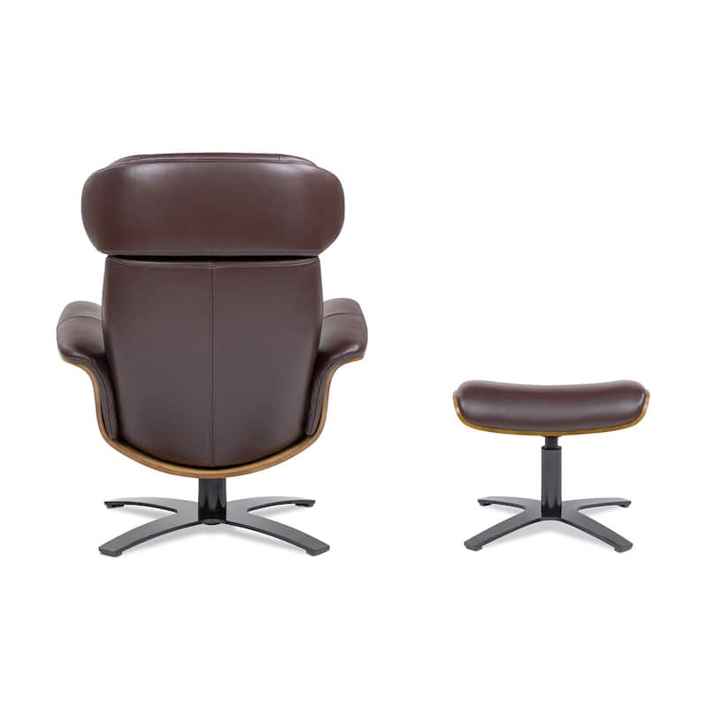 Jovan 31.5" Genuine Leather Recliner Lounge Chair with Ottoman