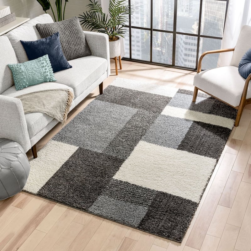 Well Woven Madison Shag Cubes Geometric Shag Area Rug