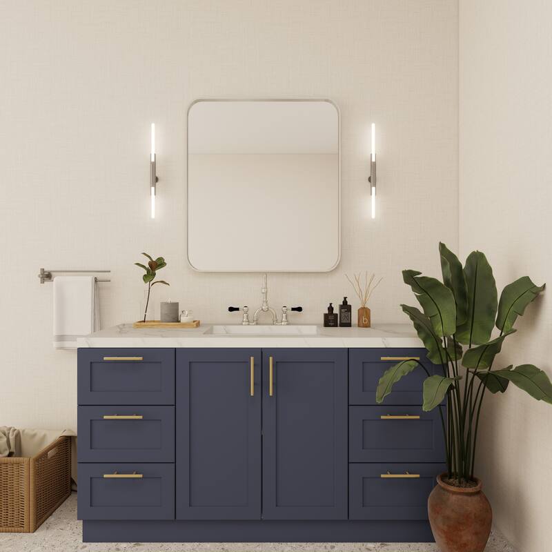 Organnice Rectangular Aluminum Frame Vanity Bathroom Mirror with Clear Glass
