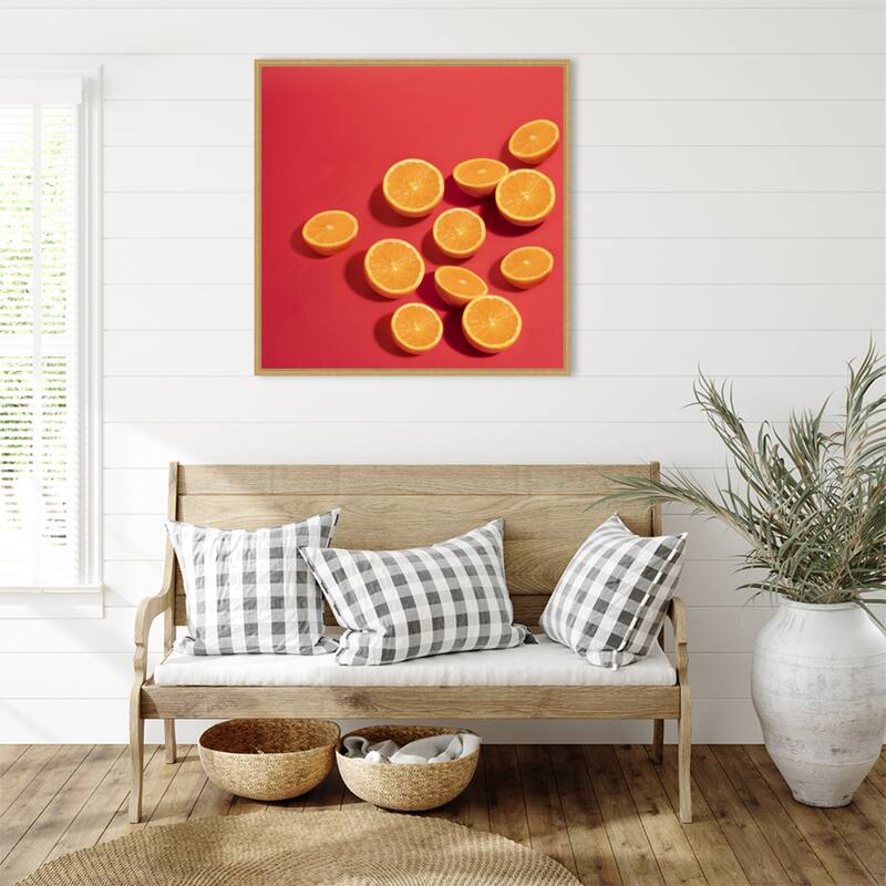 Oranges by Julia Ramiro Framed Canvas Wall Art Print