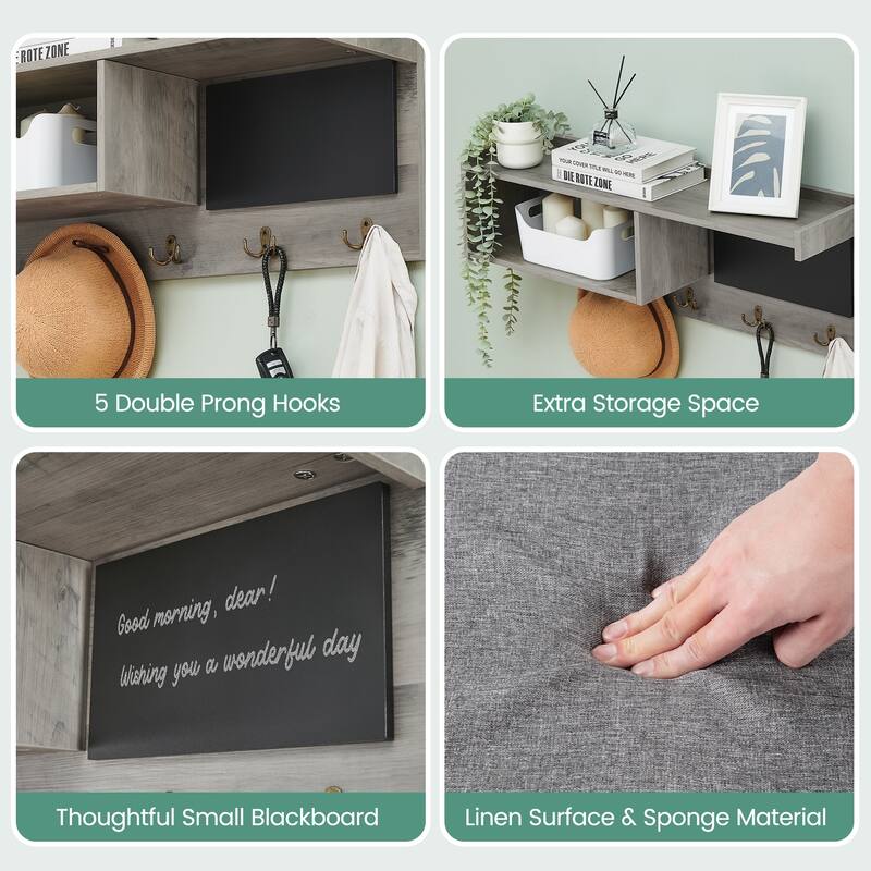 Hall Tree Shoe Bench Industrial 6 in 1 Coat/Shoe Rack