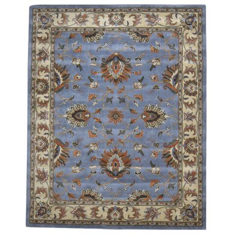 One of a Kind Hand-Tufted Persian 8' x 10' Oriental Wool Blue Rug - 8' x 10'