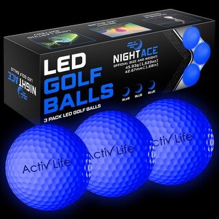 Activ Life LED Golf Balls (3 Blue) Best Glow in the Dark Golfer for Men and Women Night Golfing Unique Novelty Cool Basket