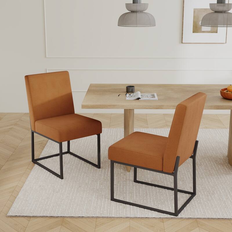 Mid Century Modern Dining Chair with Black Metal Legs