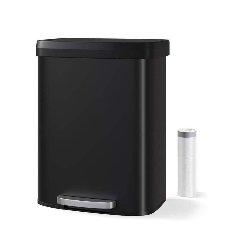16 Gallon / 60 Liter Stainless Steel Trash Can,For Office, Bathroom, Dining Room - Black