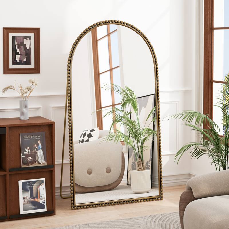 Iron Arch Retro Full Length Mirror with Supporting Feet - Gold