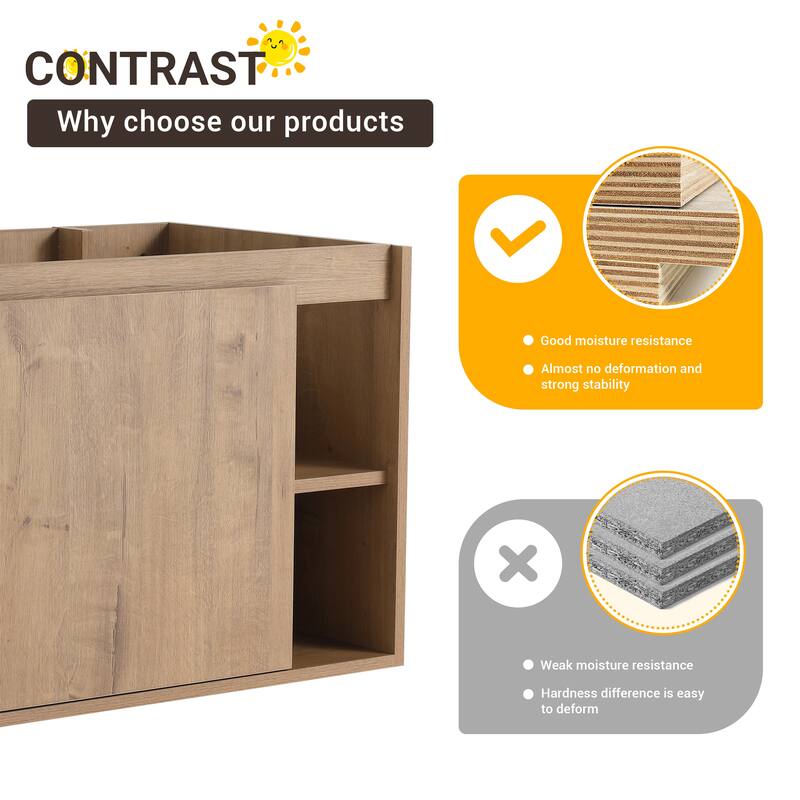 Beingnext 24"/30" Single Bathroom Vanity with Sink, Floating Bathroom Vanity with Soft Close Door and Shelf