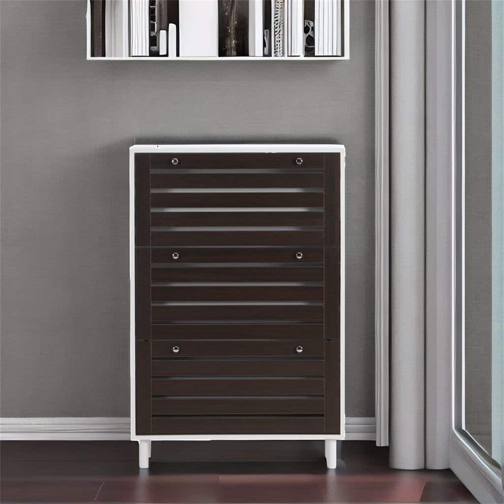 Shoe Rack with Adjustable Panel and 3 Flip Drawers