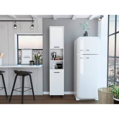 Food Storage Room with Four Legs, Three Internal Shelves, Two Racks, and Two Cabinets