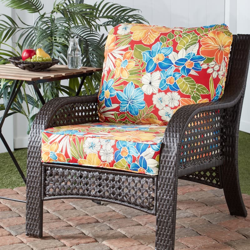 Aloha Red 2-Piece Premium Deep Seat Outdoor Cushion Set (Cushions Only)