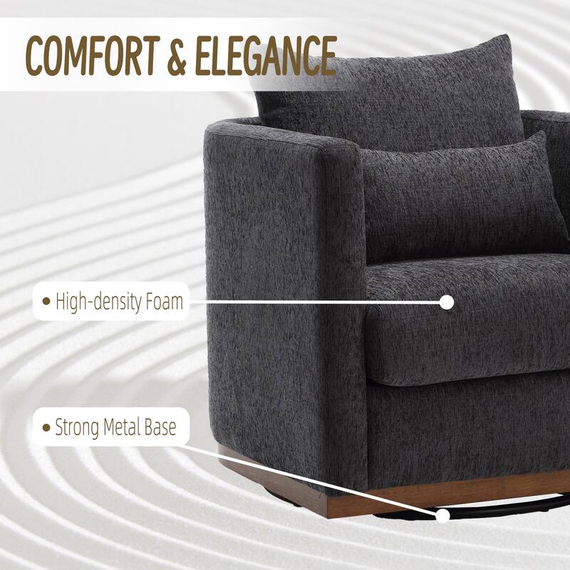 Modern 31.5" Chenille Upholstered 360° Swivel Accent Chair with Sturdy Hardwood Frame for Living Room