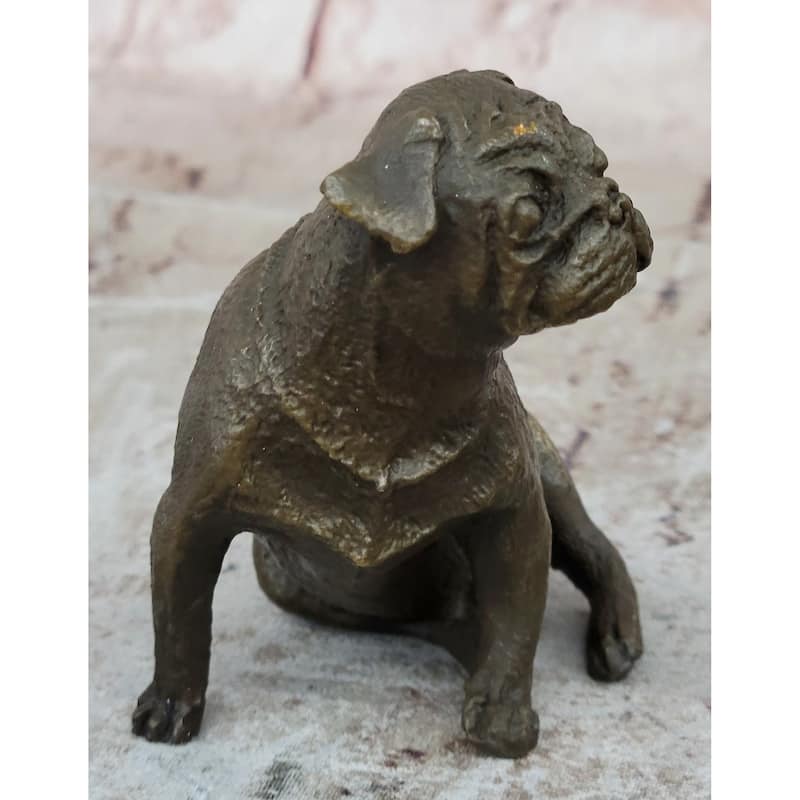 Pug Dog Bronze Miniature Statue Sculpture Figure Original Art 4 Inches X 4 Inches