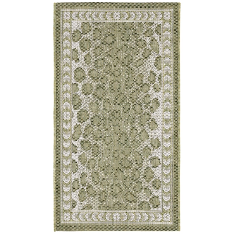 SAFAVIEH Courtyard Sanyi Indoor/ Outdoor Waterproof Patio Backyard Rug - 2' x 3'7" - Light Green/Ivory