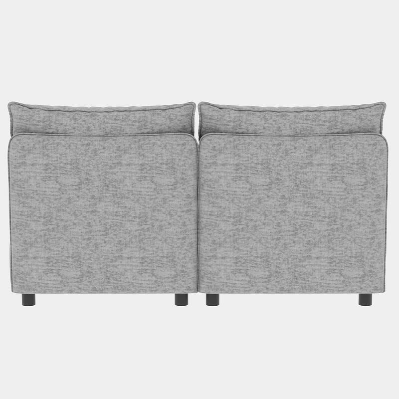 68" Loveseat Sofa with Storage Upholstered Sectional Sofa Chenille Cloud Couch with 2 Ottoman, Sleeper Sofa Bed for Small Spaces