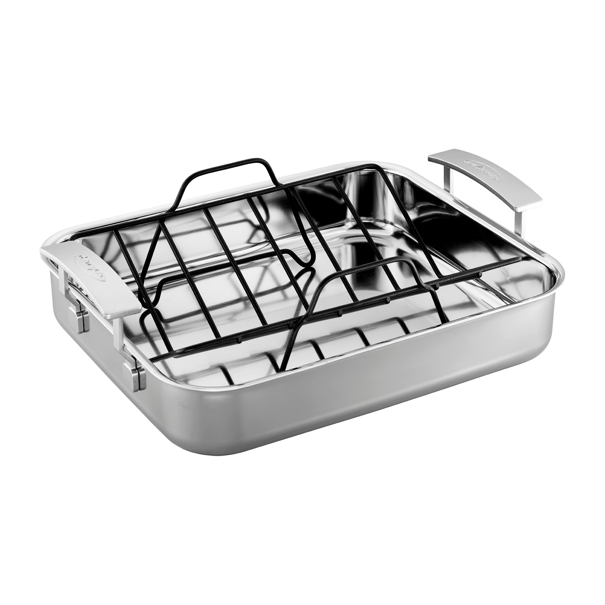 Demeyere Industry 5, Roasting Pan with Rack, 5 Ply Made in Belgium - 15.7x13.3-inch